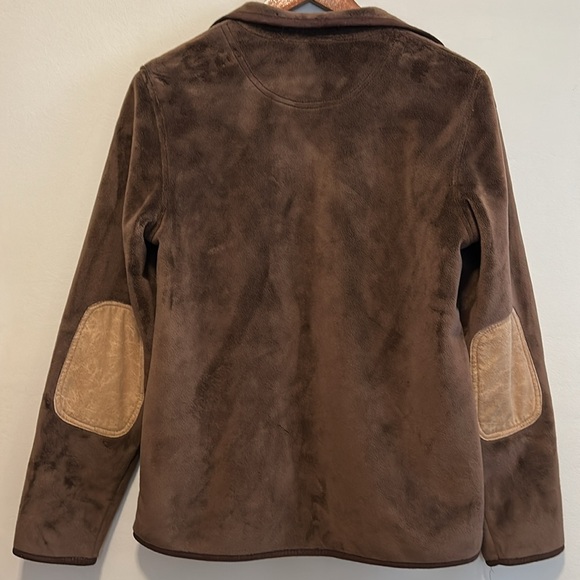 Orvis Brown Fleece Jacket S | Button Front Elbow Patch Soft Cozy Outdoor Coat - Picture 3 of 5
